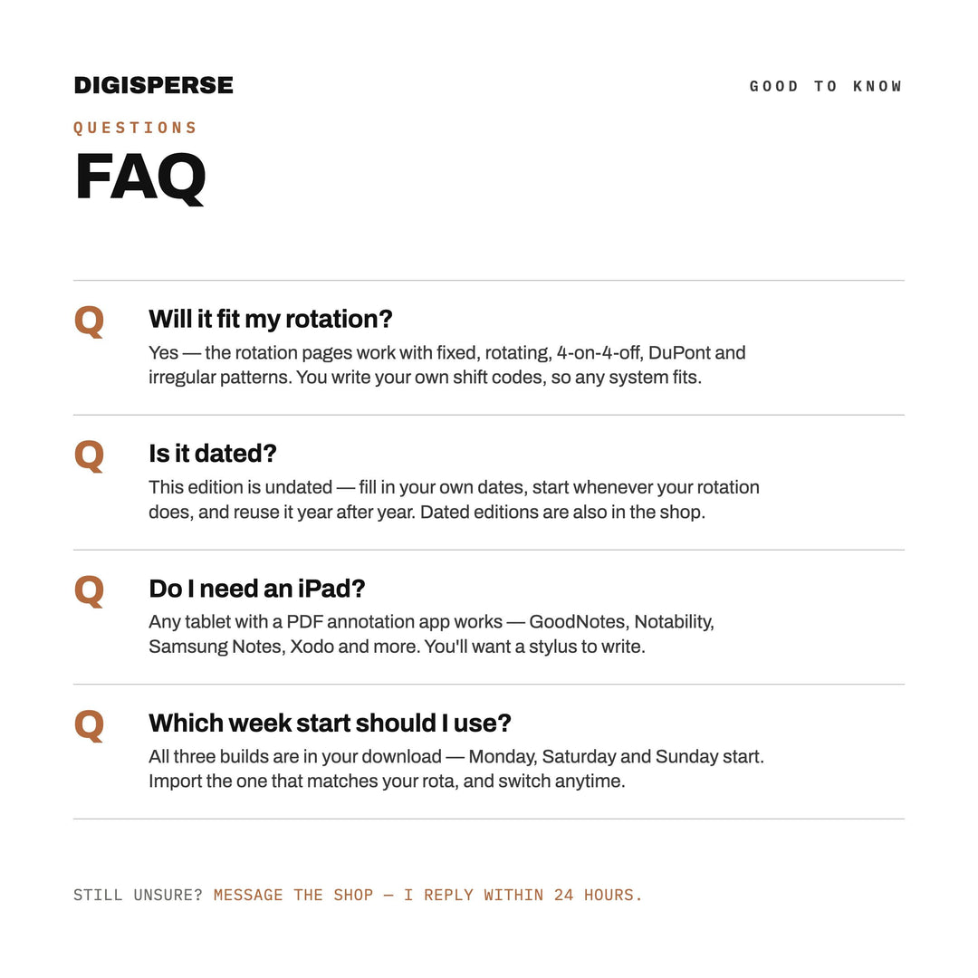 Undated Shift Work Planner | Warm Minimal Digital PDF, 548 Hyperlinked Pages | Rotation, Pay + Sleep Trackers | Reusable for Any Year