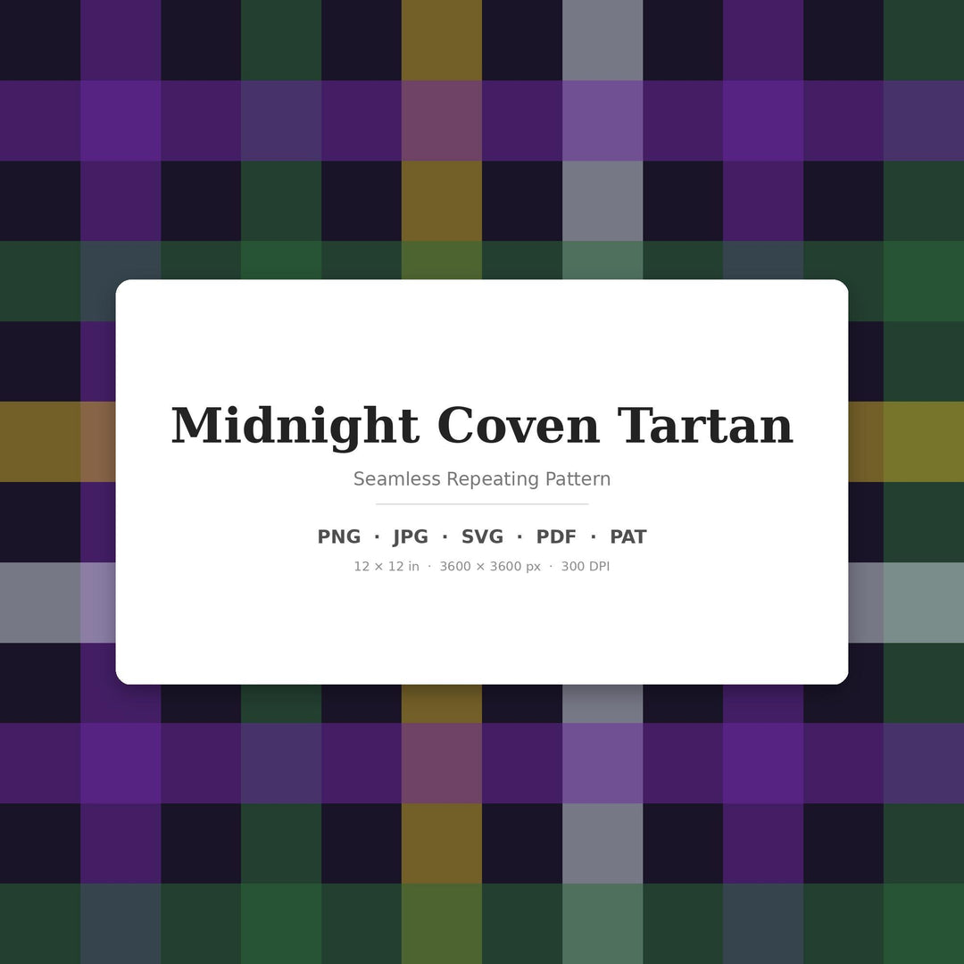Midnight Coven Tartan Seamless Pattern | Halloween Witchy Fabric Design (Digital Download)
