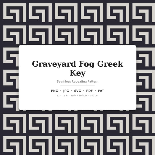 Graveyard Fog Greek Key Seamless Pattern | Gothic Halloween Digital Paper (svg, png, jpg, pdf)