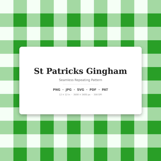 St Patricks Gingham Seamless Pattern | Shamrock Green Digital Paper (Digital Download)