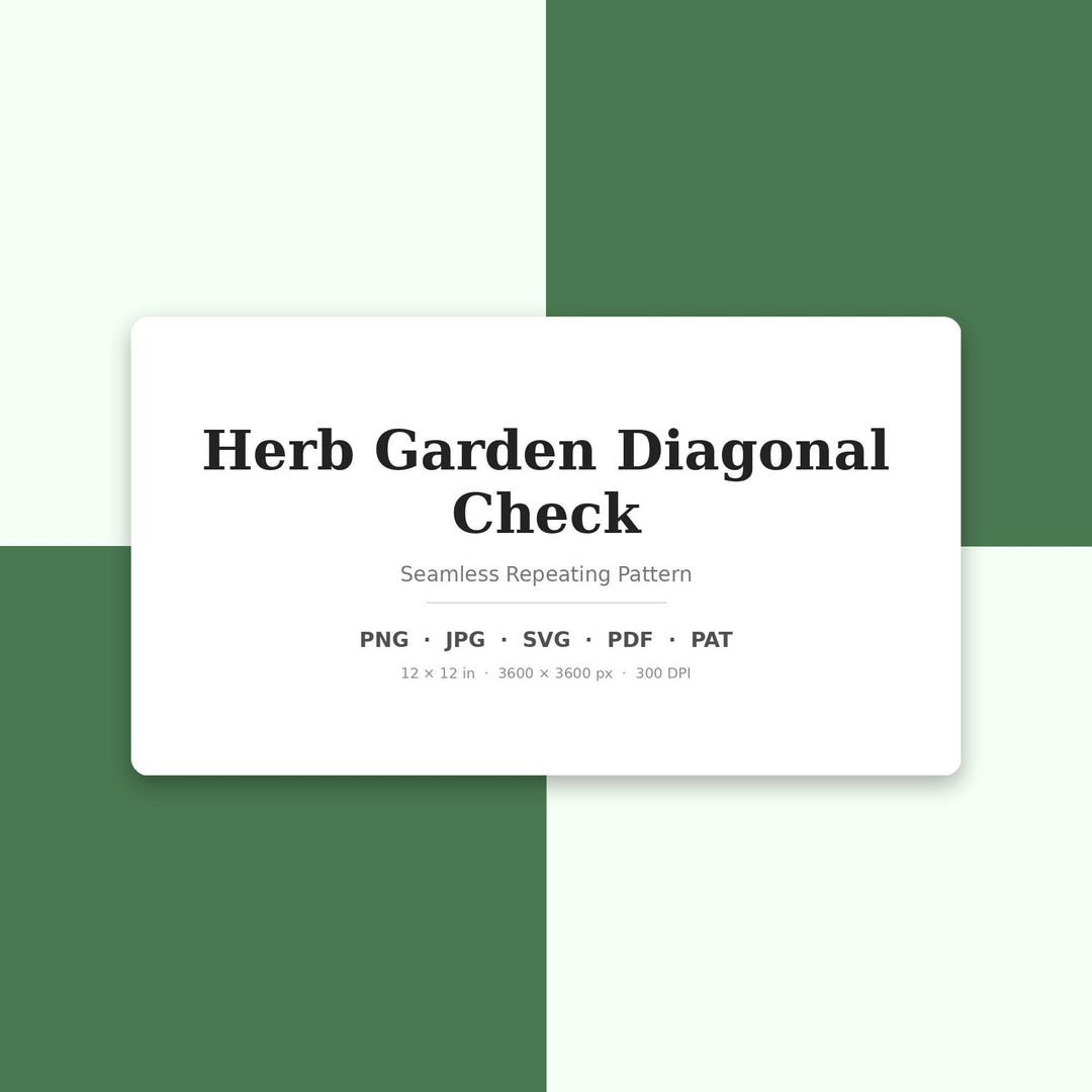 Herb Diagonal Check Seamless Pattern | Herb Garden Diagonal Check | .png .jpg .svg .pdf .pat | Digital Paper | Fabric & Surface Design
