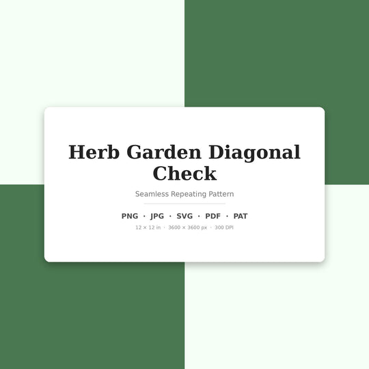 Herb Diagonal Check Seamless Pattern | Herb Garden Diagonal Check | .png .jpg .svg .pdf .pat | Digital Paper | Fabric & Surface Design