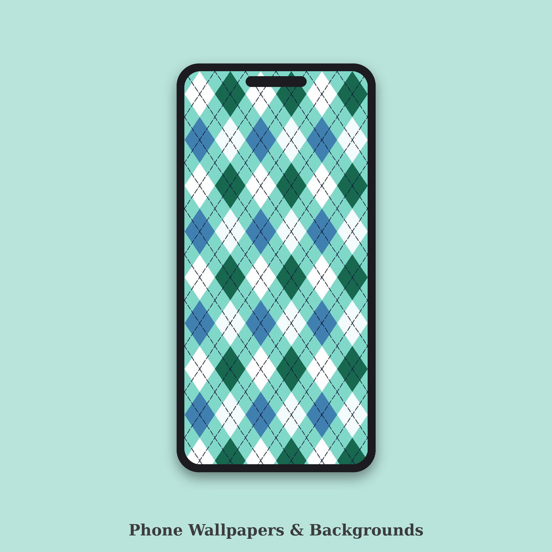 Aquamarine Classic Argyle Seamless Pattern | Multi-Color Digital Paper (Digital Download)