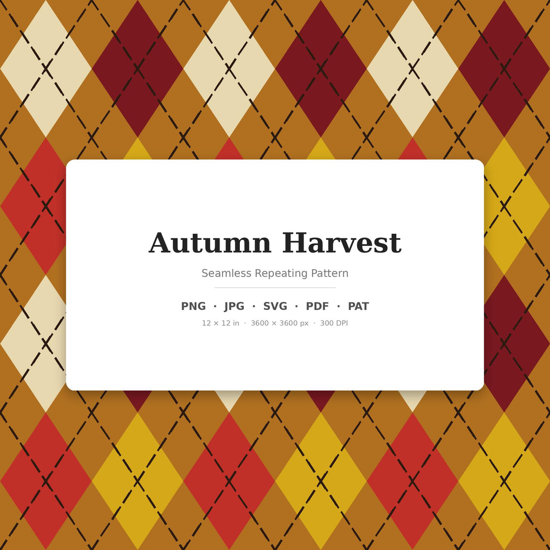 Autumn Classic Argyle Seamless Pattern | Multi-Color Autumn Harvest | .png .jpg .svg .pdf .pat | Digital Paper | Fabric & Surface Design