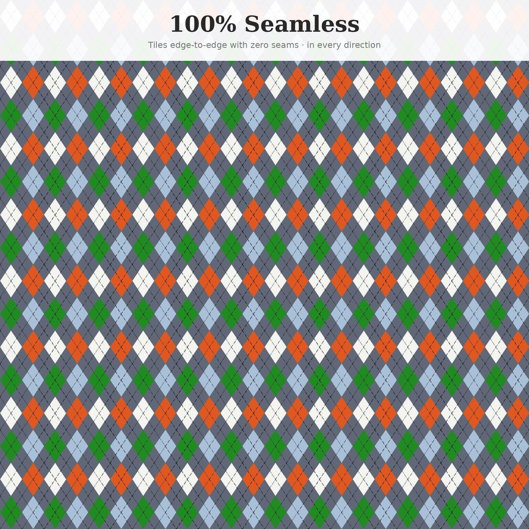 Avant-Garde Classic Argyle Seamless Pattern | Multi-Color Fabric Design (Digital Download)