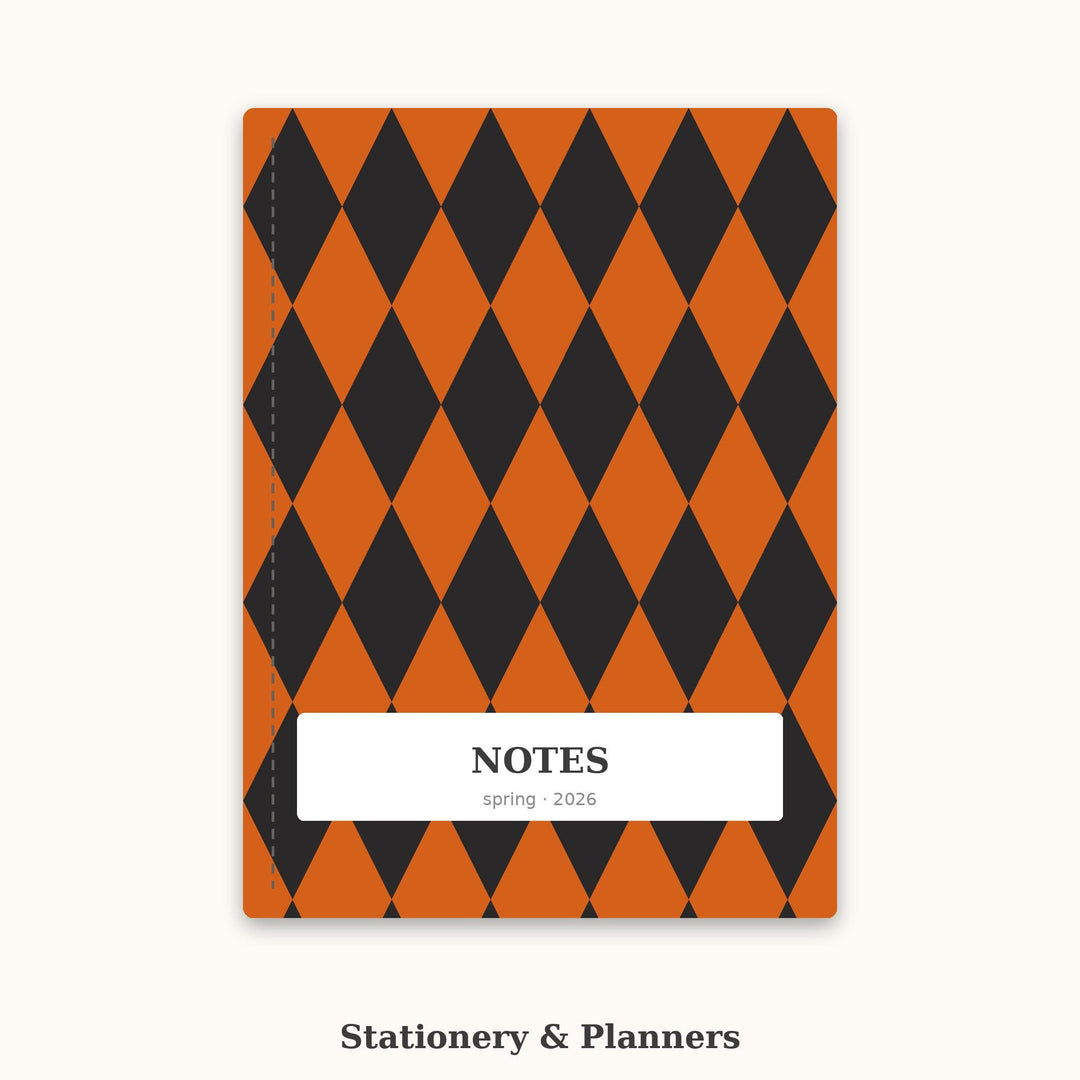 Pumpkin Row Harlequin Seamless Pattern | Orange Charcoal Diamonds (Digital Download)
