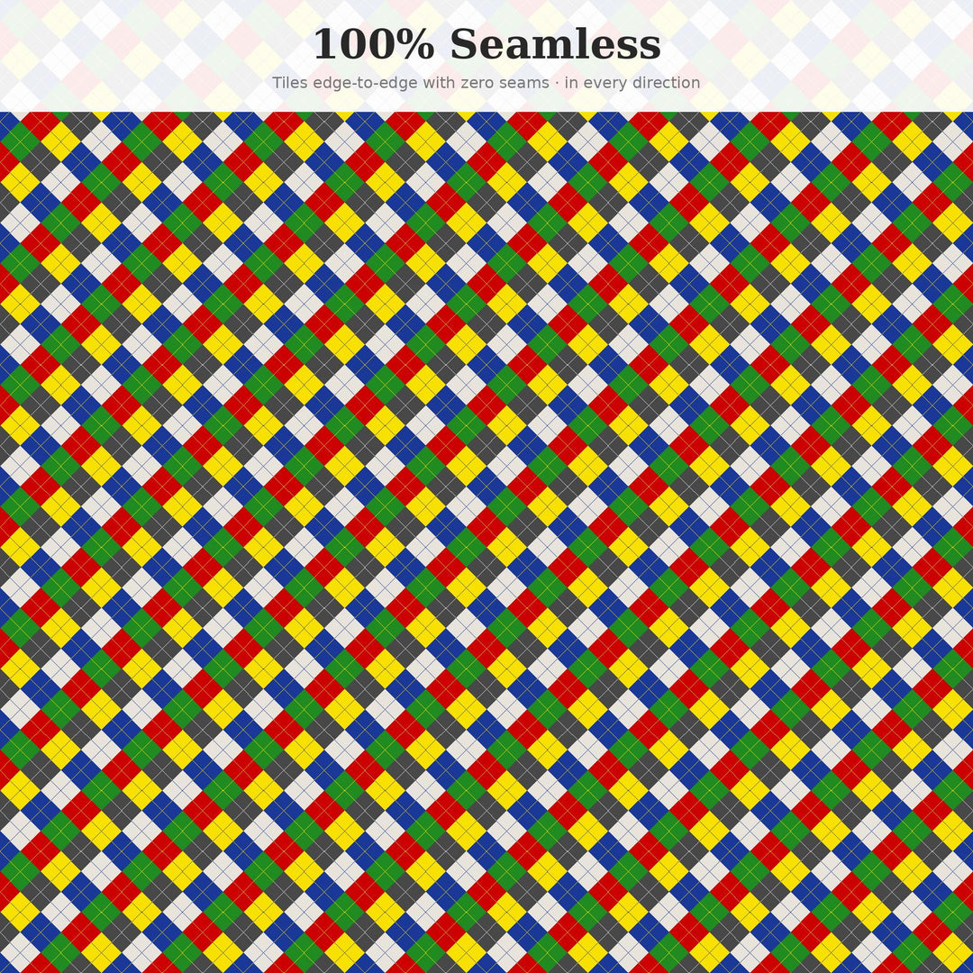 Avant-Garde Argyle Seamless Pattern | Multi-Color Fabric Design (Digital Download)