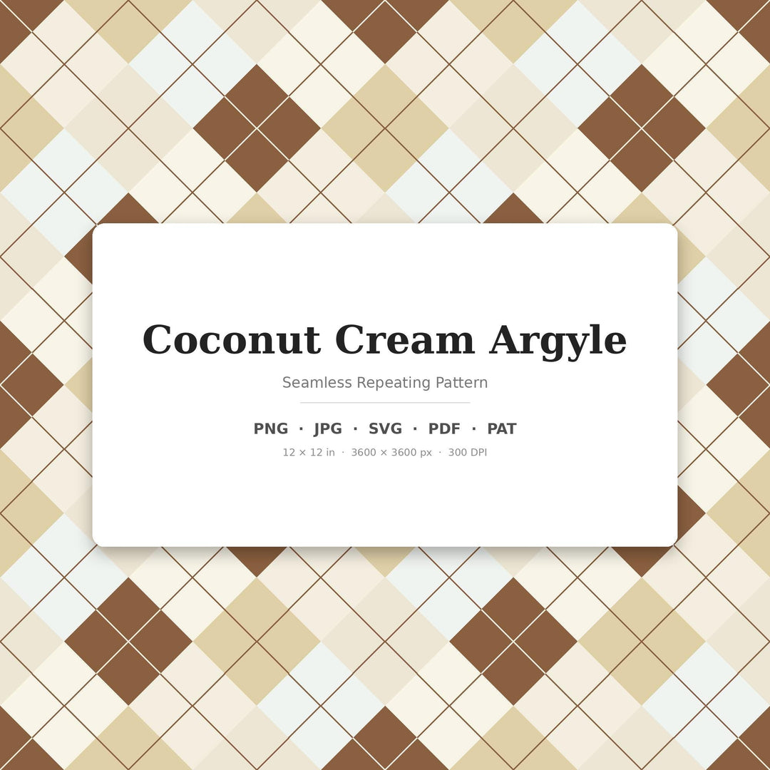 Coconut Argyle Seamless Pattern | Multi-Color Coconut Cream Argyle | .png .jpg .svg .pdf .pat | Digital Paper | Fabric & Surface Design