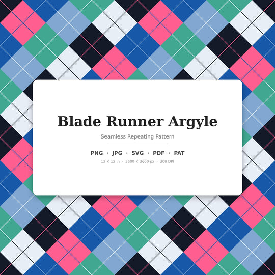 Blade Runner Argyle Seamless Pattern | Multi-Color Digital Paper (Digital Download)