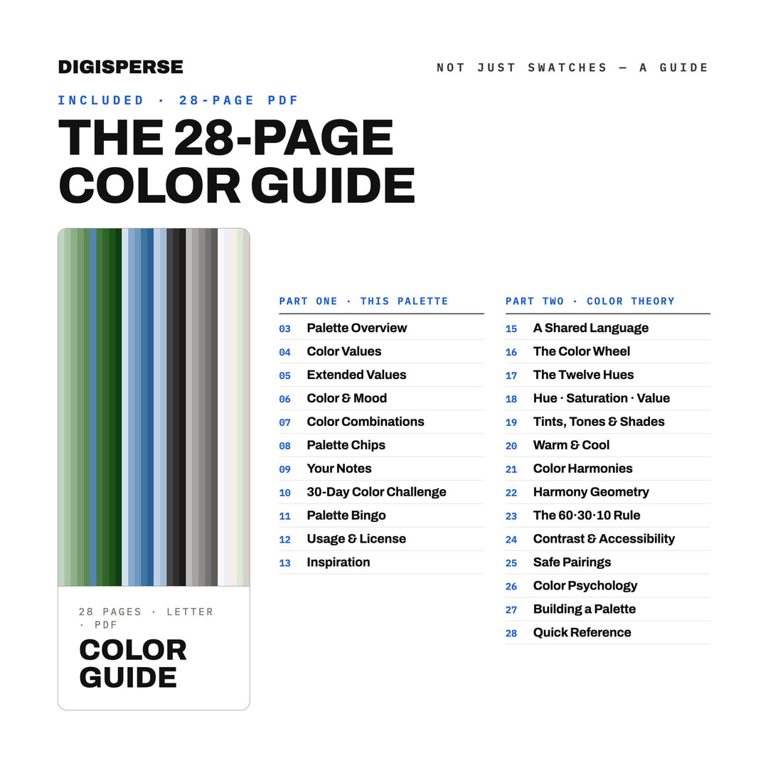 Mountain Pass Color Palette | 30 Colors | Hex RGB CMYK | Color Guide | Procreate Swatches + ASE | Digital Download