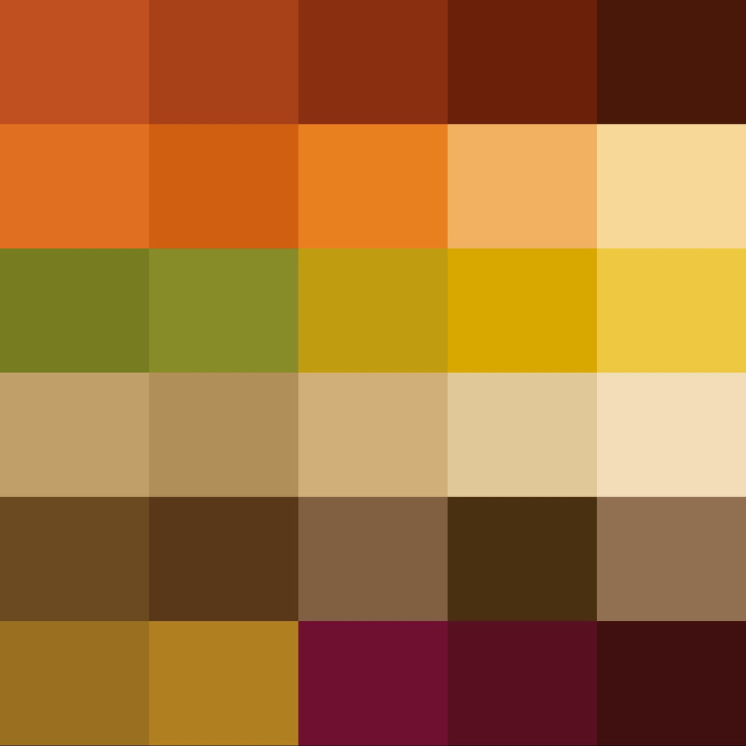 1970s Funk Color Palette | 30 Colors | Hex RGB CMYK | Color Guide | Procreate Swatches + ASE | Digital Download