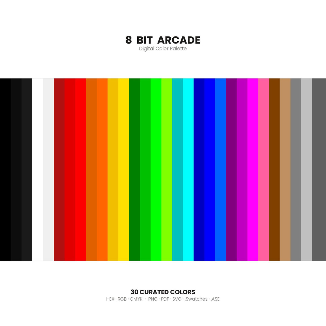 8-Bit Arcade Color Palette | Procreate, ASE Swatches (Digital Download)