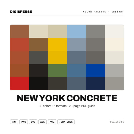 New York Concrete Color Palette | 30 Hex RGB CMYK Swatches (Digital Download)