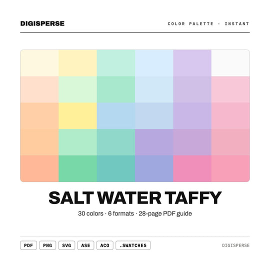 Sweet Pastel Color Palette for Beach Candy Art and Retro Seaside Branding, 30 Taffy Pink Hues, Procreate Swatches