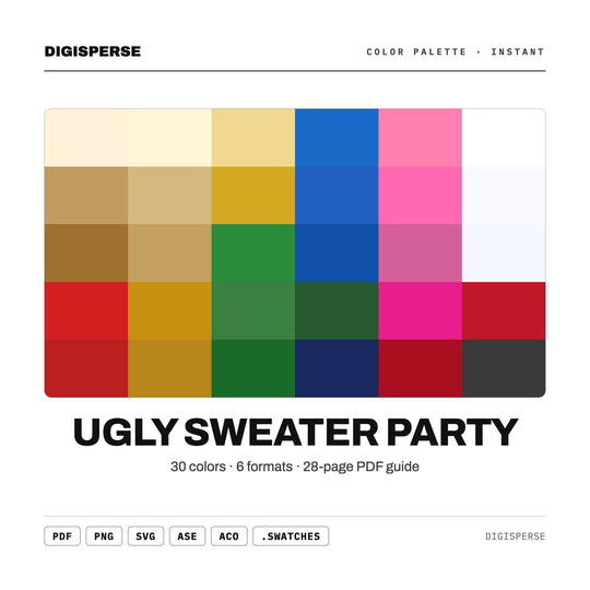 Ugly Sweater Party Color Palette | 30 Festive Hex, RGB, CMYK Swatches (Digital Download)