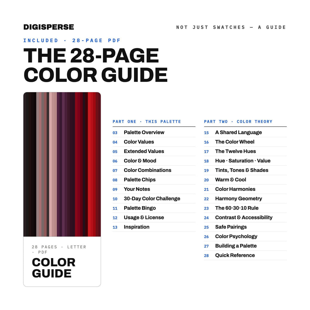 Dark Valentine Color Palette | 30 Colors | Hex RGB CMYK | Procreate Swatches + ASE | Digital Download
