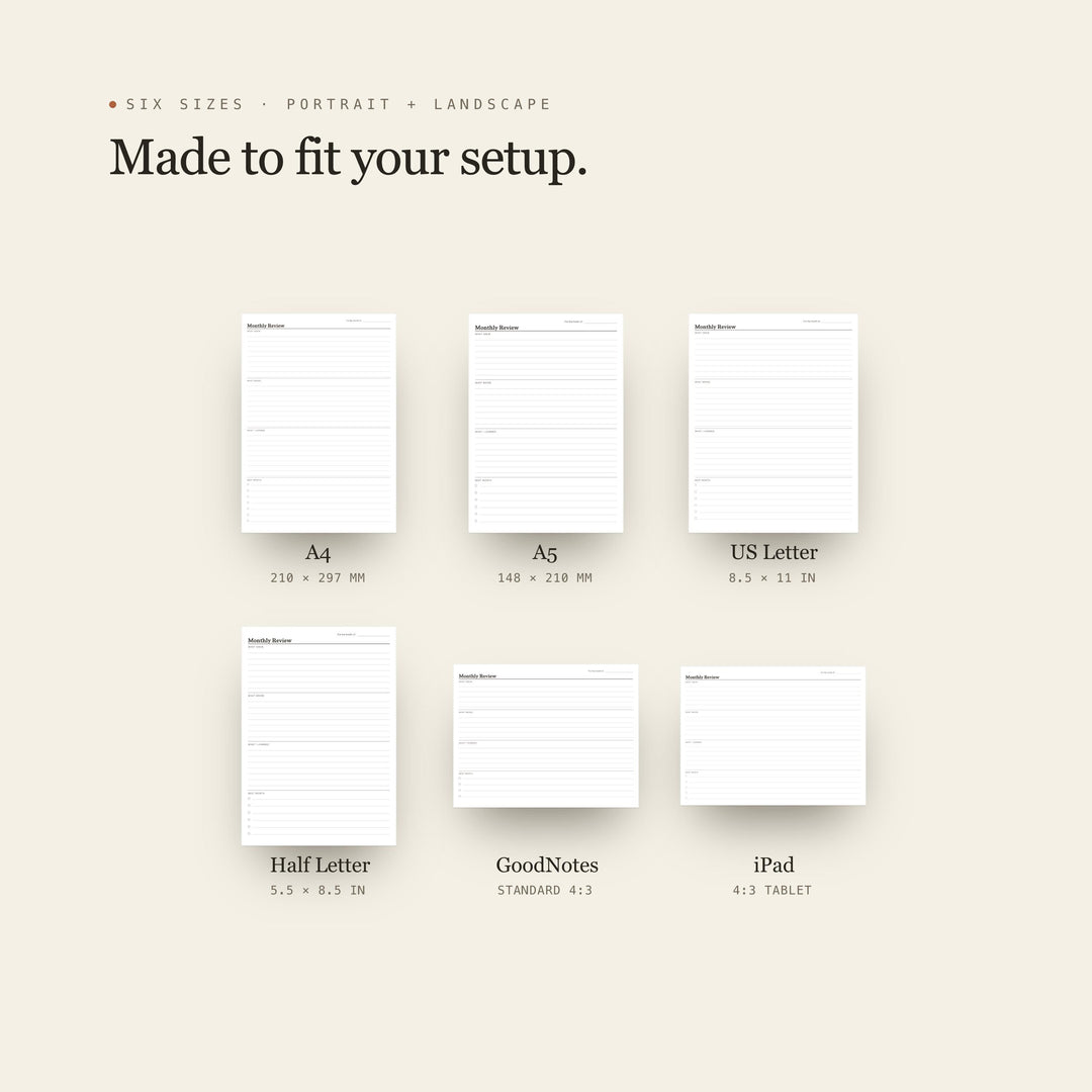 Monthly Review Planner Insert | Founder Planner | GoodNotes iPad PDF | Digital Download
