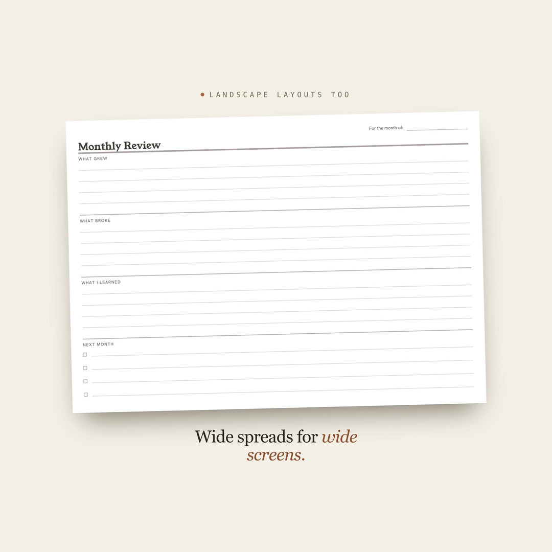 Monthly Review Planner Insert | Founder Planner | GoodNotes iPad PDF | Digital Download