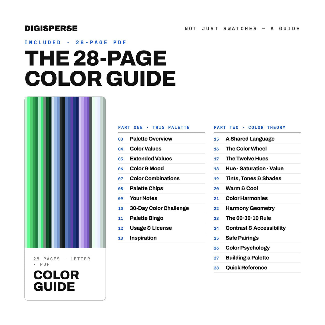 Phantom Glow Color Palette | 30 Procreate Swatches, ASE, PDF Guide (Digital Download)