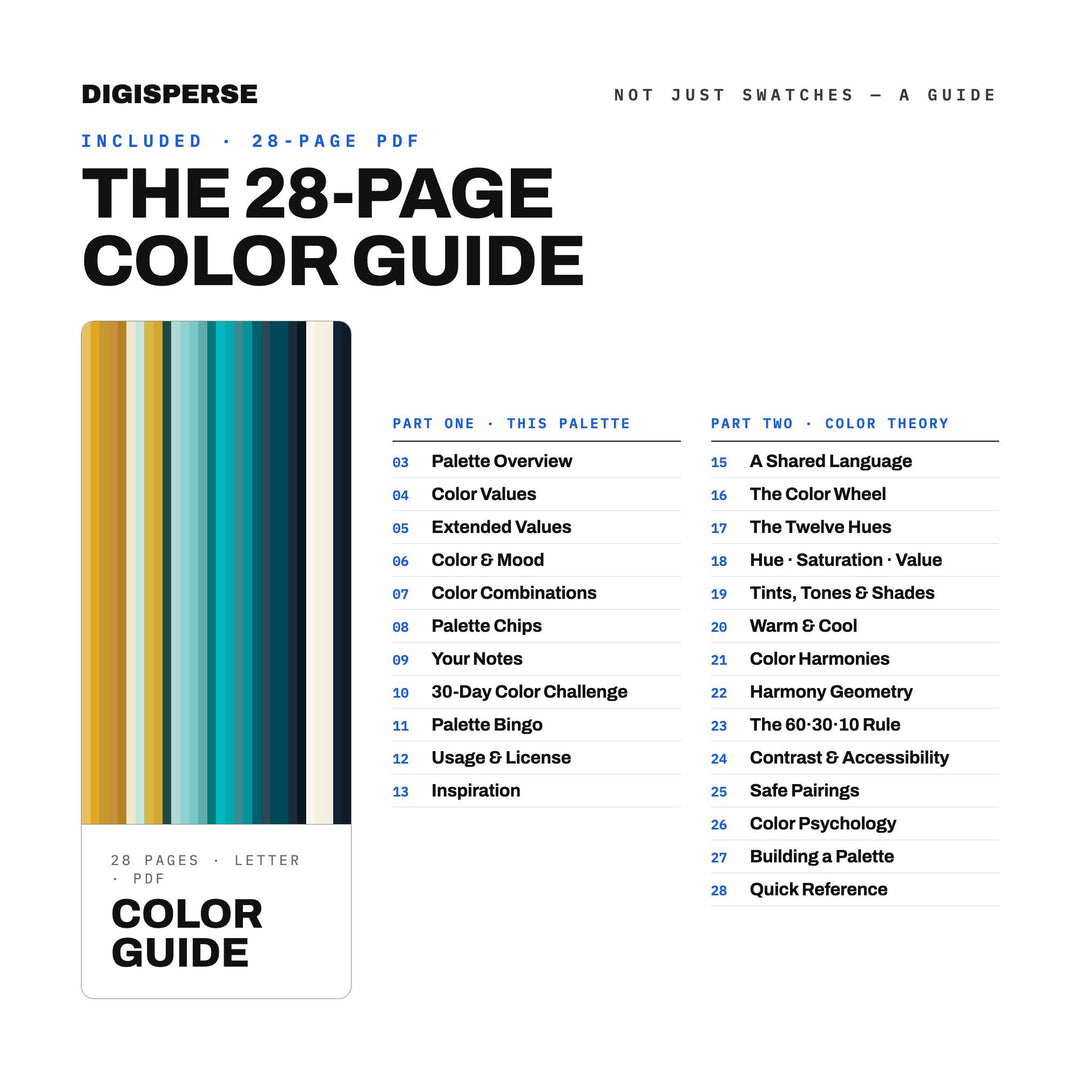 Transformative Teal Color Palette | 30 Colors | Hex RGB CMYK | Procreate Swatches + ASE | Digital Download