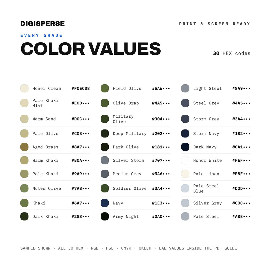 Patriotic Color Palette for Veterans Day Art and American Tribute Branding, 30 Red White Blue Hues, Procreate Swatches