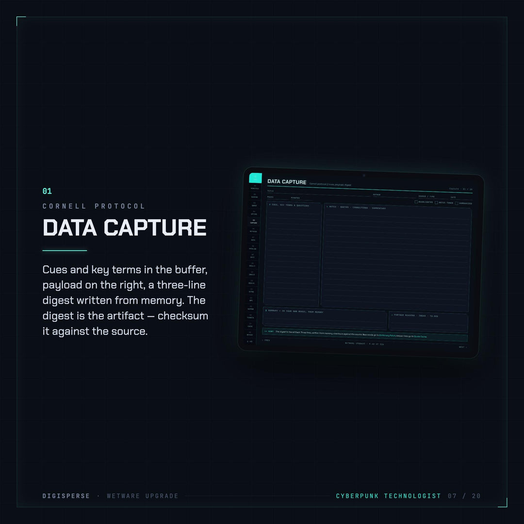 Cyberpunk Learning Journal | GoodNotes Digital Study Planner PDF | Cornell Notes, Spaced Repetition, Course Tracker | 5 Dated Formats