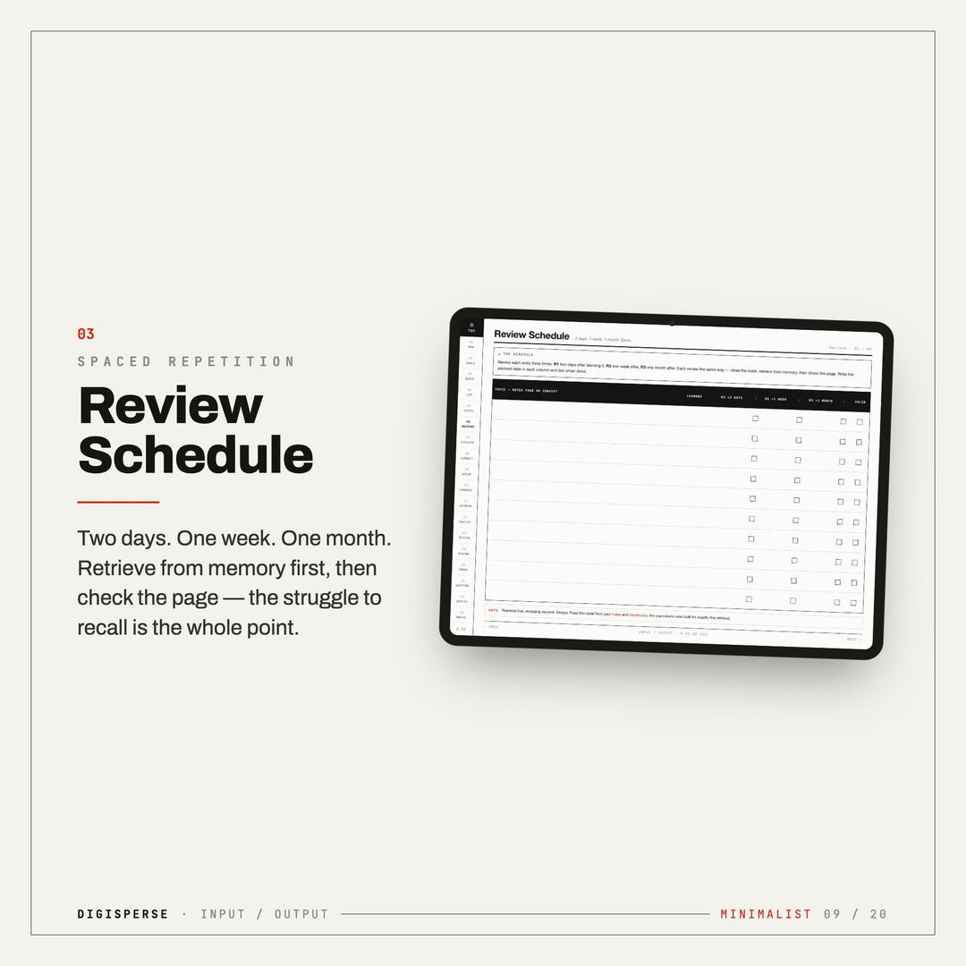 Minimalist Learning Journal | GoodNotes Digital Study Planner PDF | Cornell Notes, Spaced Repetition + Habit Tracker | 5 Dated Formats