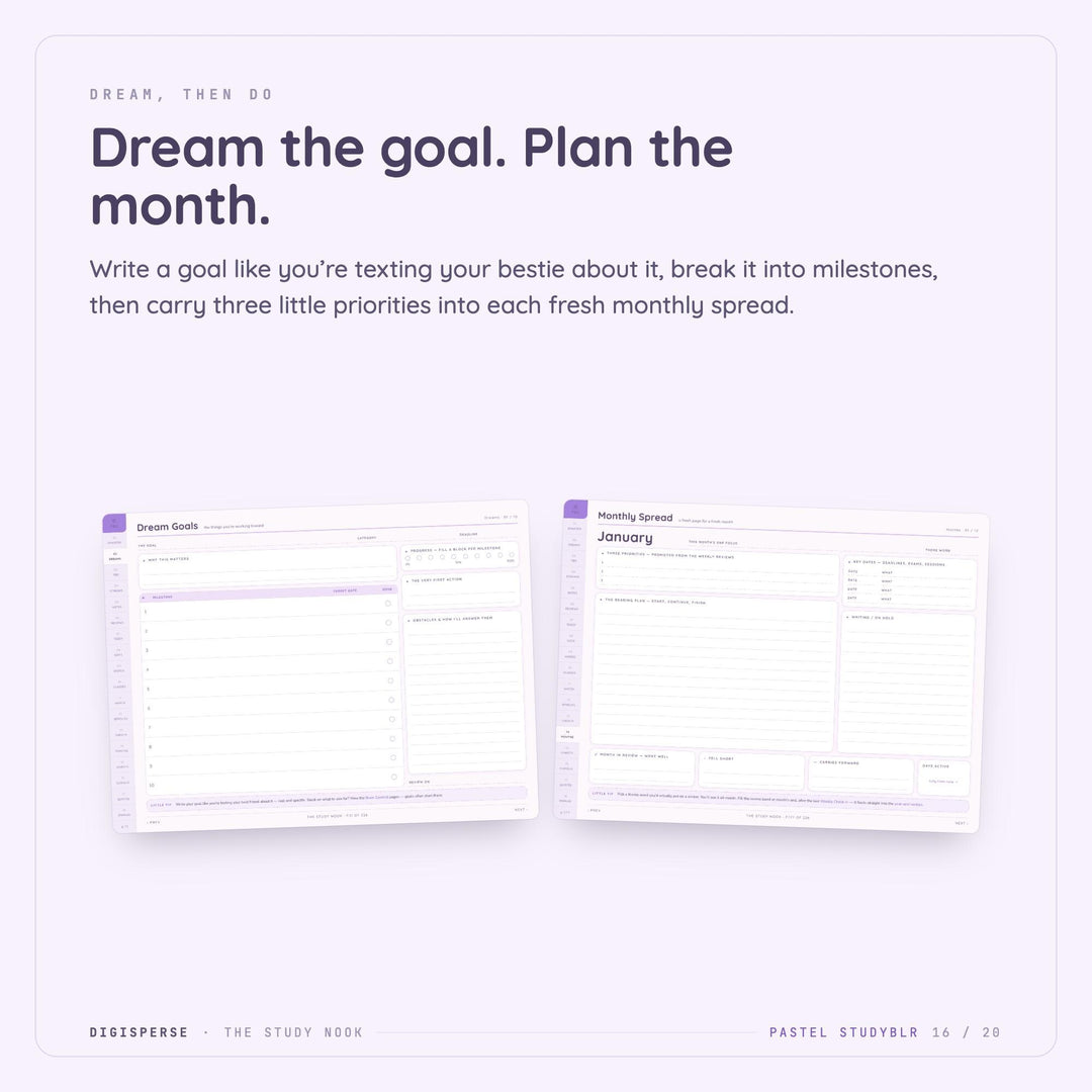 Dated Pastel Studyblr Learning Journal | GoodNotes Study Planner PDF (Digital Download)