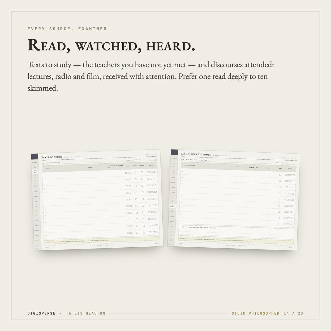 Stoic Learning Journal | GoodNotes Study + Reflection Planner PDF | Cornell Notes, Spaced Repetition, Reading Log | 5 Dated Formats