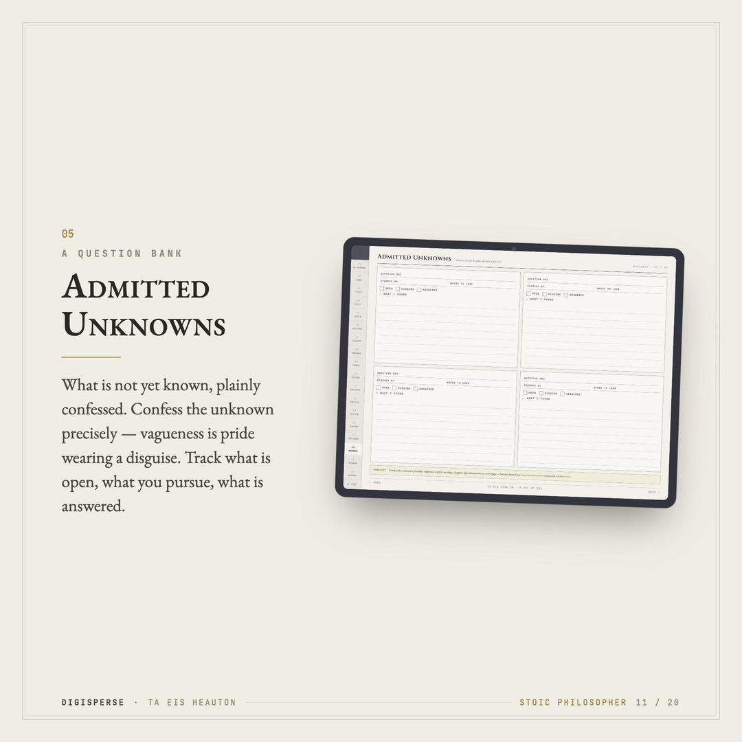 Stoic Learning Journal | GoodNotes Study + Reflection Planner PDF | Cornell Notes, Spaced Repetition, Reading Log | 5 Dated Formats