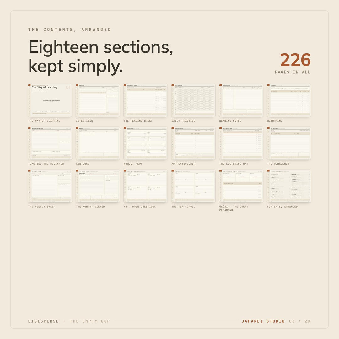 Dated Japandi Learning Journal | Minimal GoodNotes Study Planner (PDF)