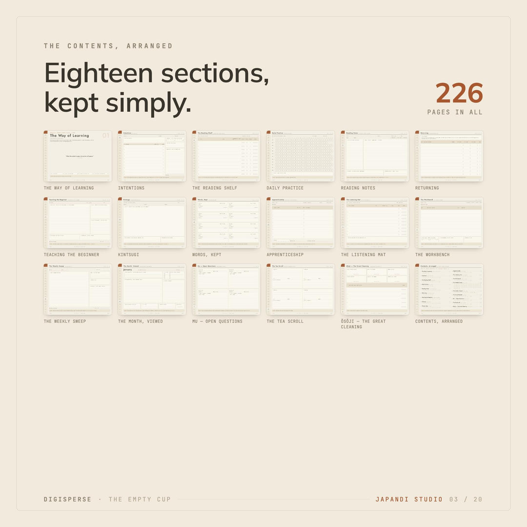 Dated Japandi Learning Journal | Minimal GoodNotes Study Planner (PDF)