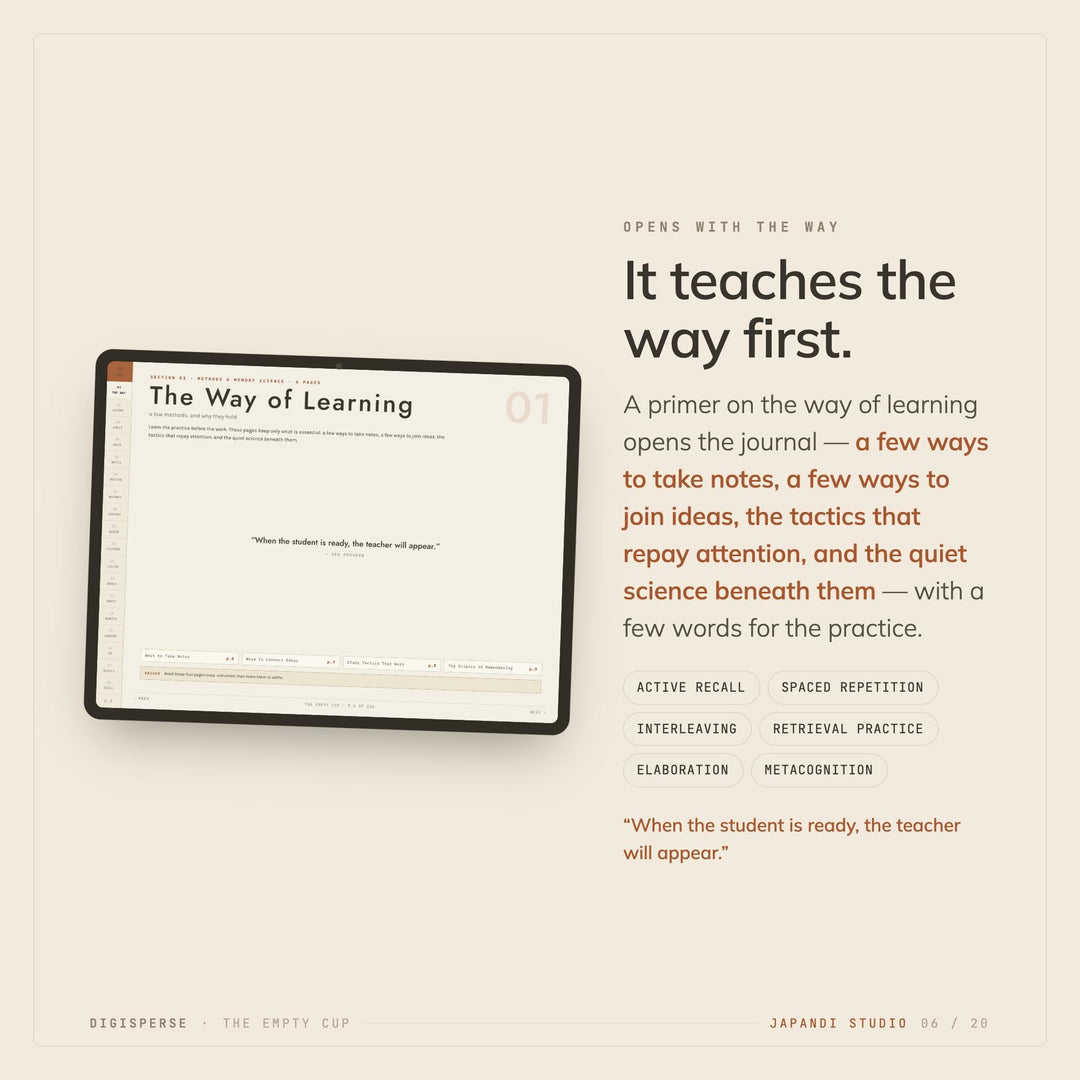 Dated Japandi Learning Journal | Minimal GoodNotes Study Planner (PDF)