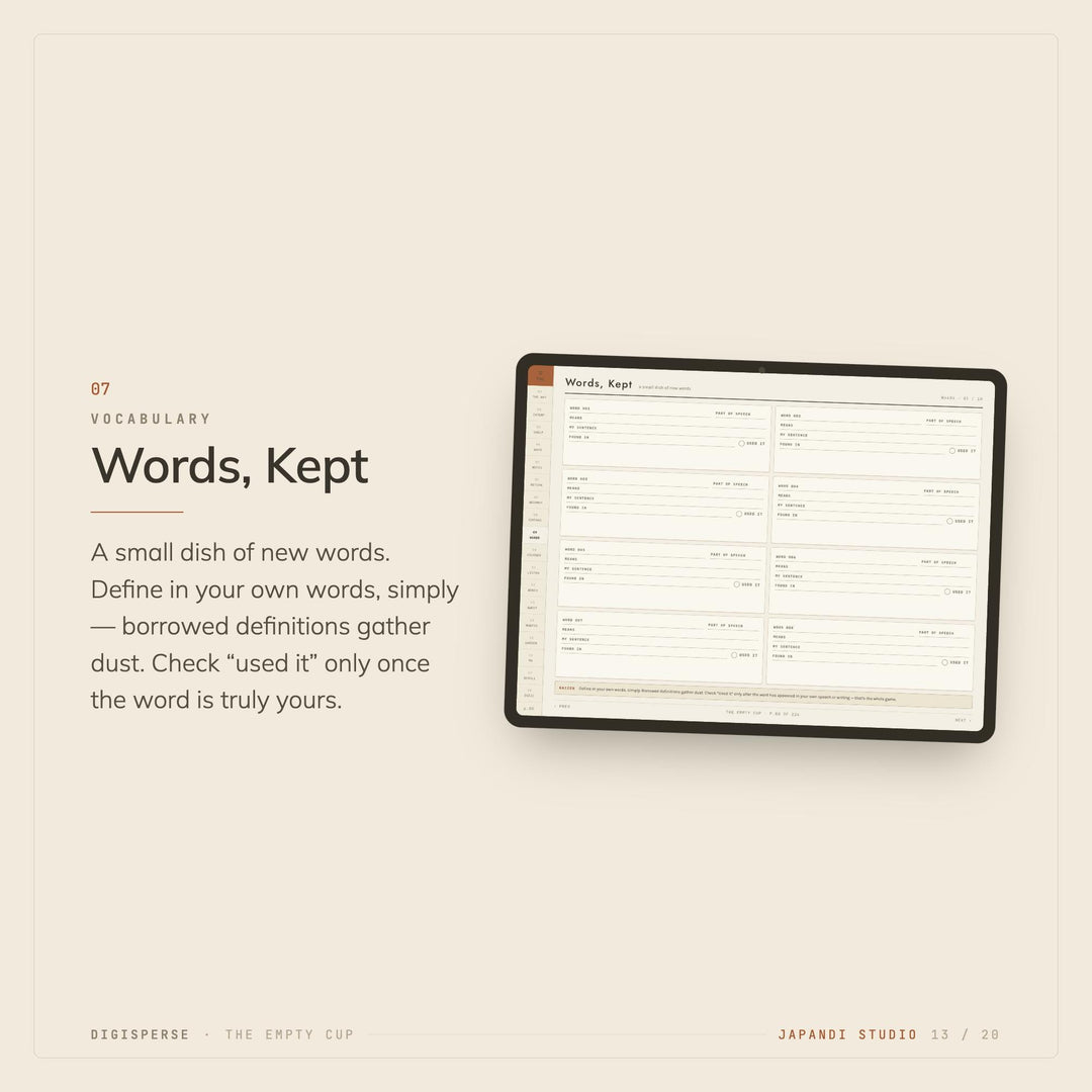 Dated Japandi Learning Journal | Minimal GoodNotes Study Planner (PDF)
