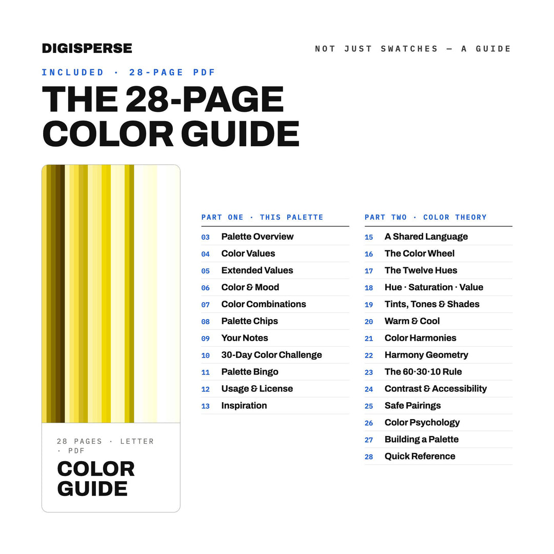 Baby Shower Yellow Color Palette | 30 Colors | Hex RGB CMYK | Procreate Swatches + ASE | Digital Download