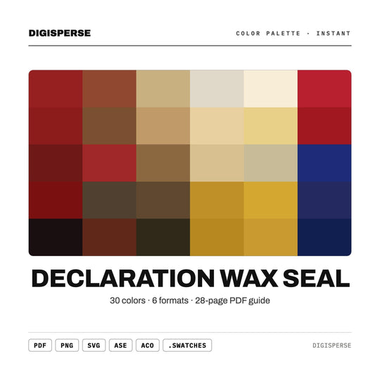 Declaration Wax Seal Color Palette | 30 Historic Colors, Procreate, ASE (Digital Download)