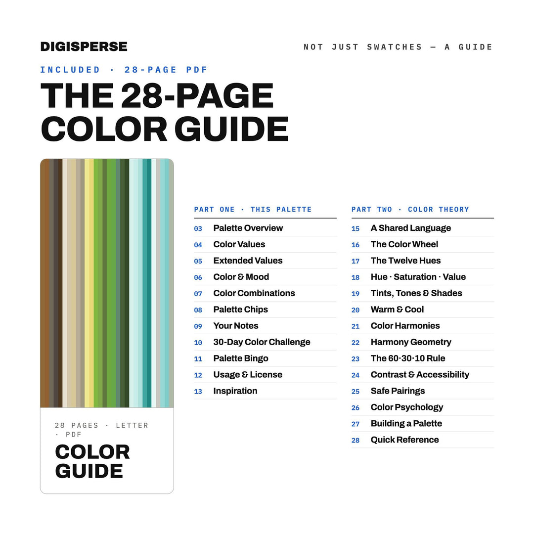 Spring-Fed Creek Color Palette | 30 Colors | Hex RGB CMYK | Procreate Swatches + ASE | Digital Download