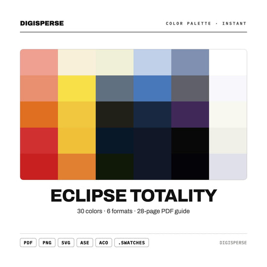 Eclipse Totality Color Palette | 30 Colors | Hex RGB CMYK | Procreate Swatches + ASE | Digital Download