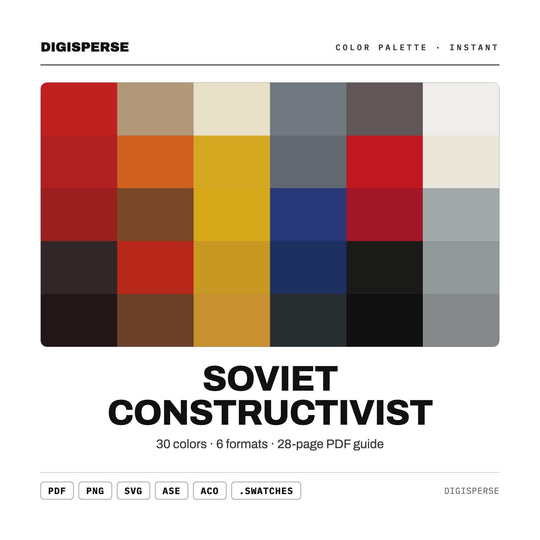 Soviet Constructivist Color Palette | 30 Colors | Hex RGB CMYK | Procreate Swatches + ASE | Digital Download