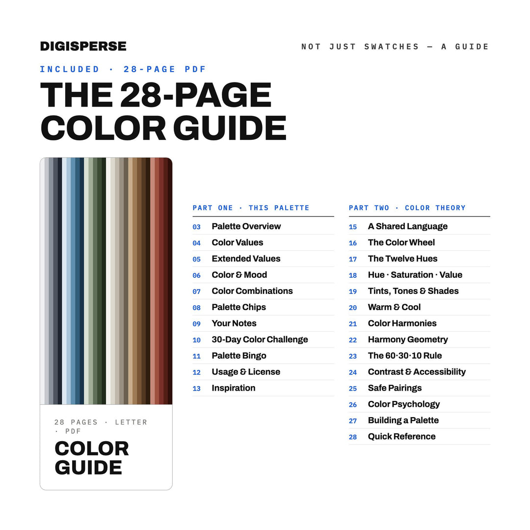 Valley Forge Winter Color Palette | 30 Muted Tones, Hex RGB CMYK (Digital Download)