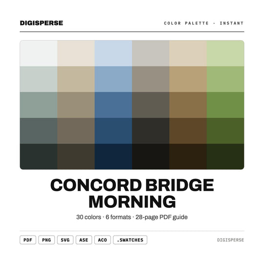 Concord Bridge Morning Color Palette | 30 Procreate Swatches, ASE (Digital Download)