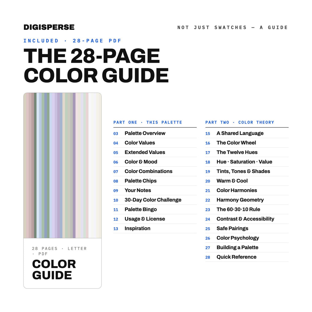 Cloud Dancer Minimal Summer Color Palette | 30 Colors | Hex RGB CMYK | Procreate Swatches + ASE | Digital Download