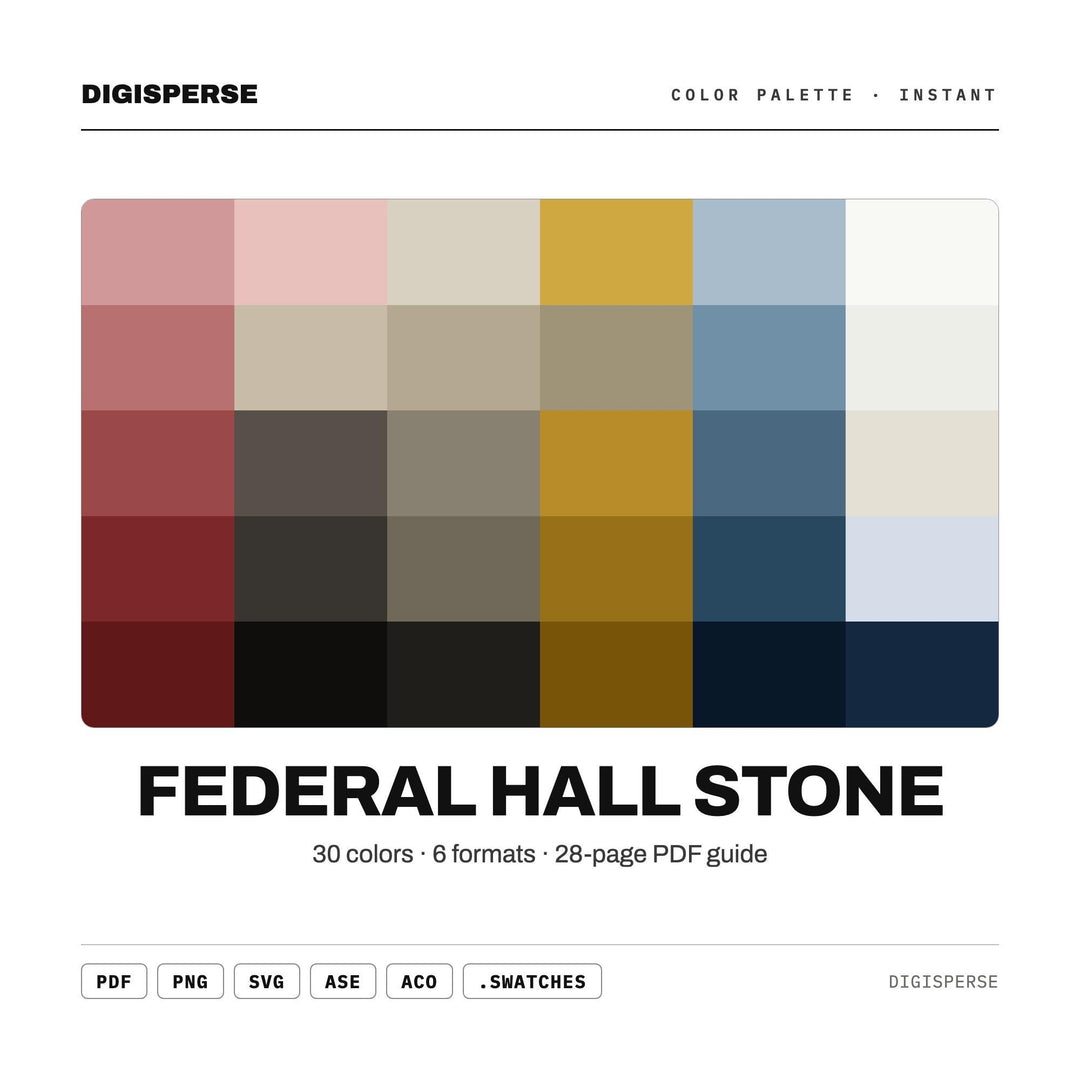 Federal Hall Stone Color Palette | 30 Procreate Swatches, ASE (Digital Download)