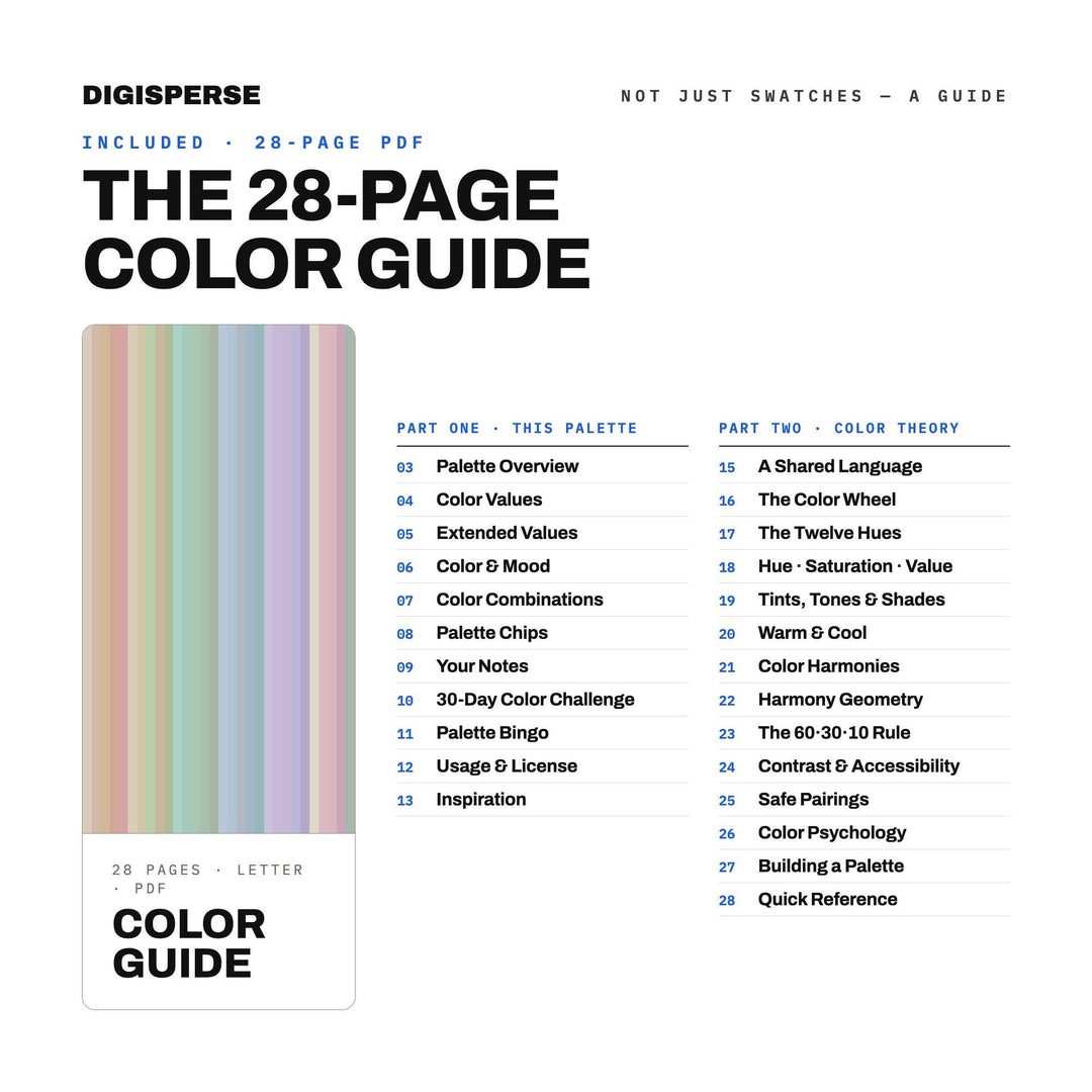 Muted Pastels Color Palette | 30 Colors | Hex RGB CMYK | Color Guide | Procreate Swatches + ASE | Digital Download
