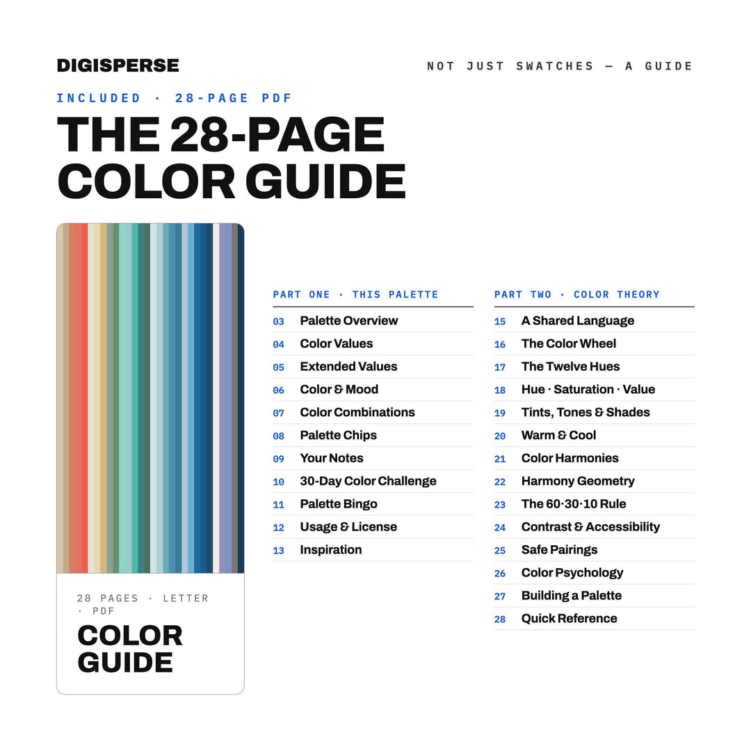 Coastal Blues Color Palette | 30 Colors | Hex RGB CMYK | Color Guide | Procreate Swatches + ASE | Digital Download