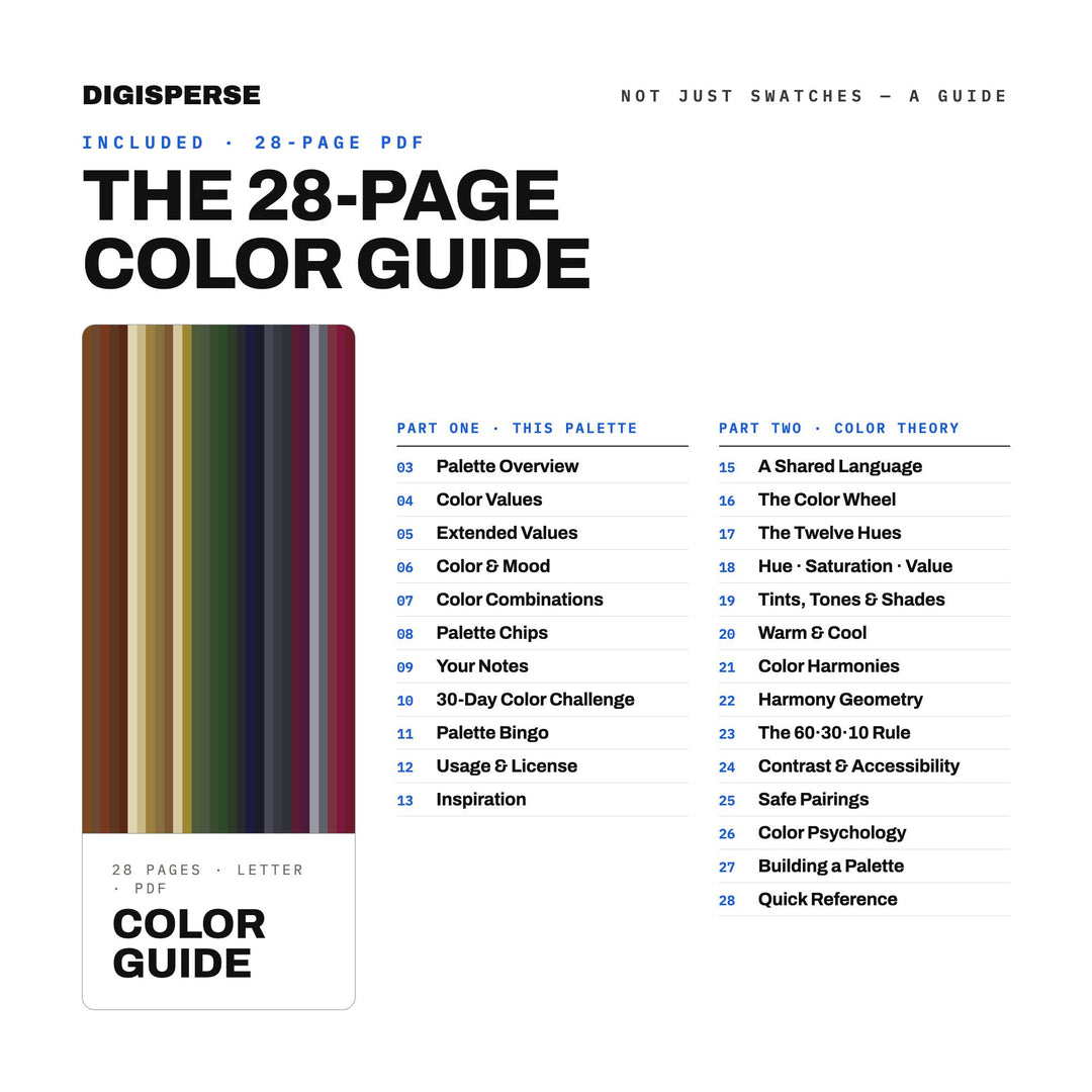 Dark Academia Color Palette | 30 Moody Colors, Hex, RGB, CMYK (Digital Download)