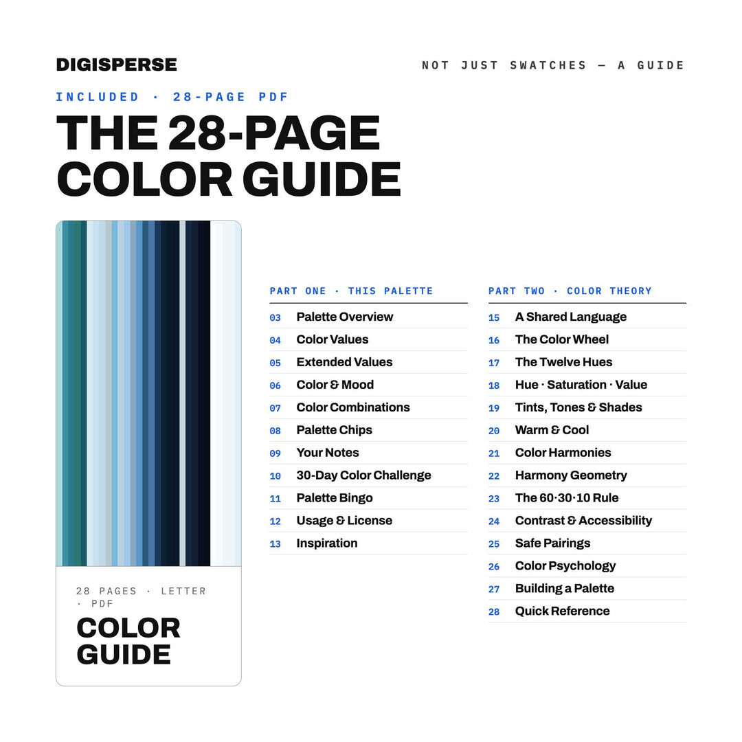 Frozen Lake Color Palette | 30 Colors | Hex RGB CMYK | Color Guide | Procreate Swatches + ASE | Digital Download
