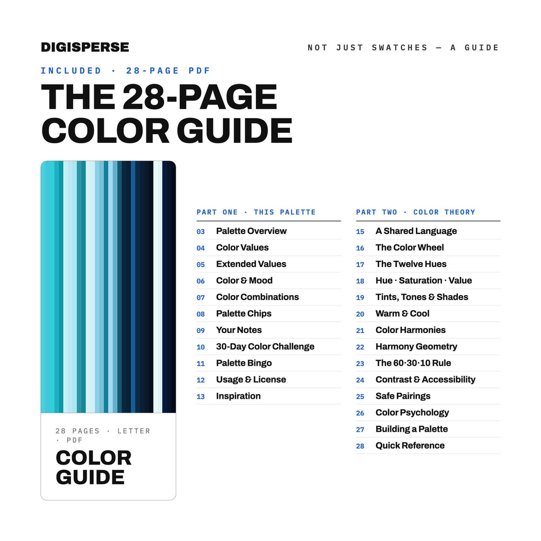 Iceberg Underside Color Palette | 30 Colors | Hex RGB CMYK | Color Guide | Procreate Swatches + ASE | Digital Download