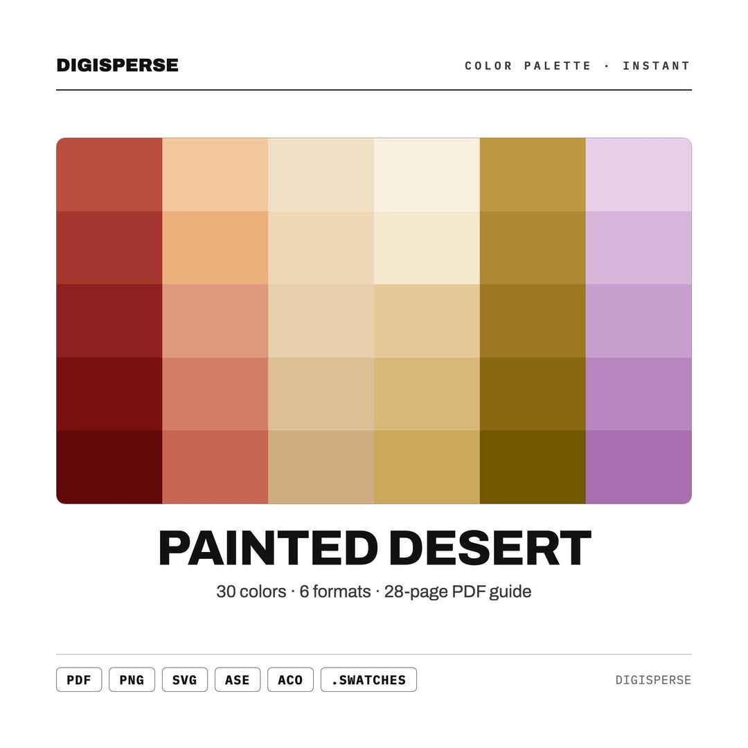 Painted Desert Color Palette | 30 Procreate Swatches, ASE, PDF Guide (Digital Download)