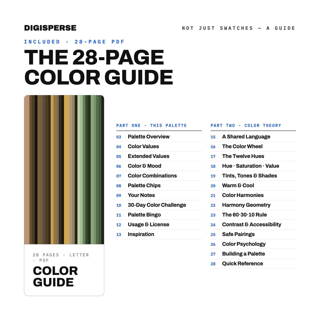 Peat Bog Color Palette | 30 Colors | Hex RGB CMYK | Color Guide | Procreate Swatches + ASE | Digital Download